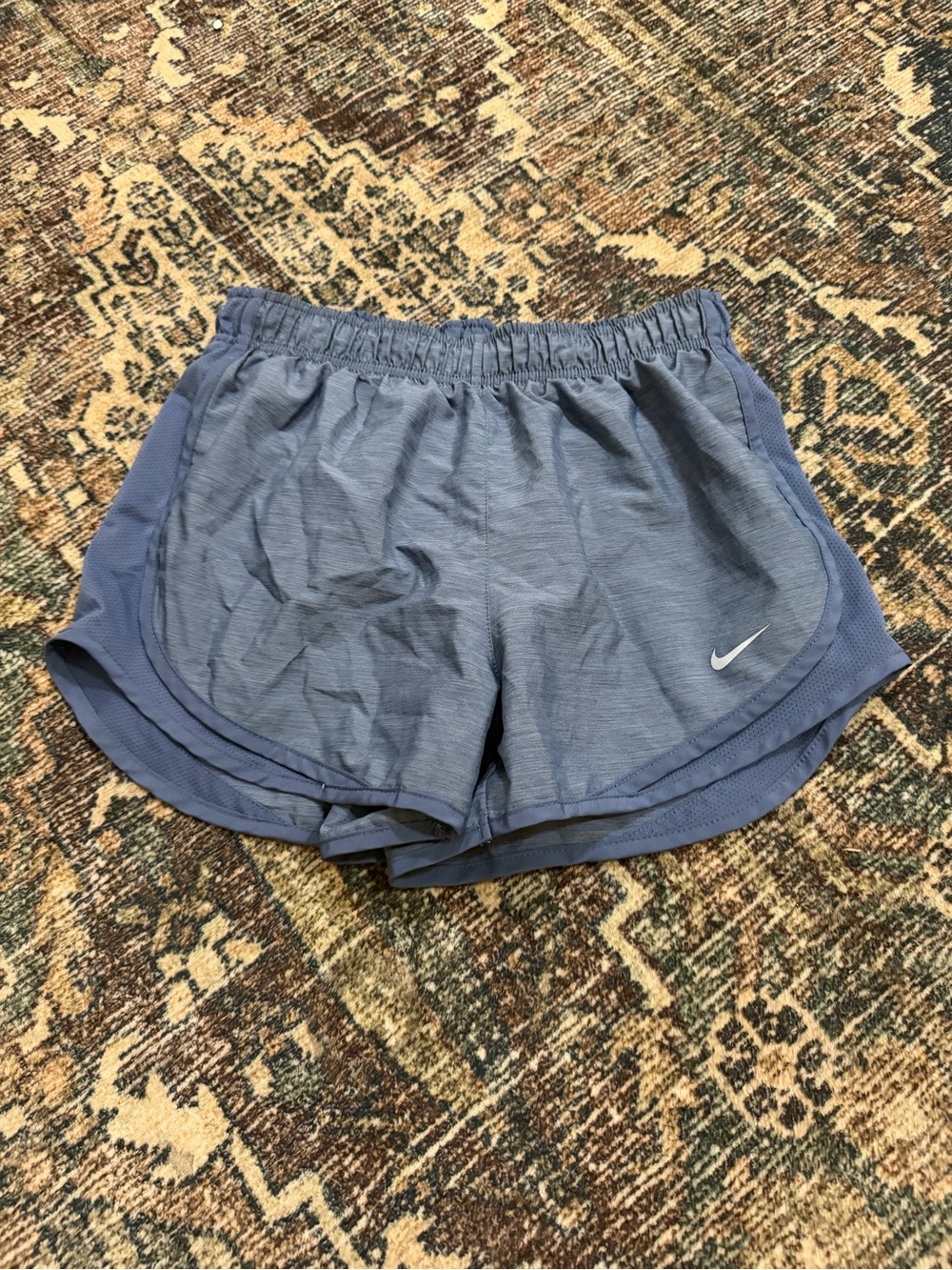 Nike Women's Light Blue Athletic Shorts with White Swoosh